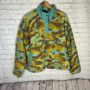 The North Face Womens Cragmont Wasabi Dazzle Camo Blue Green Size L Pullover